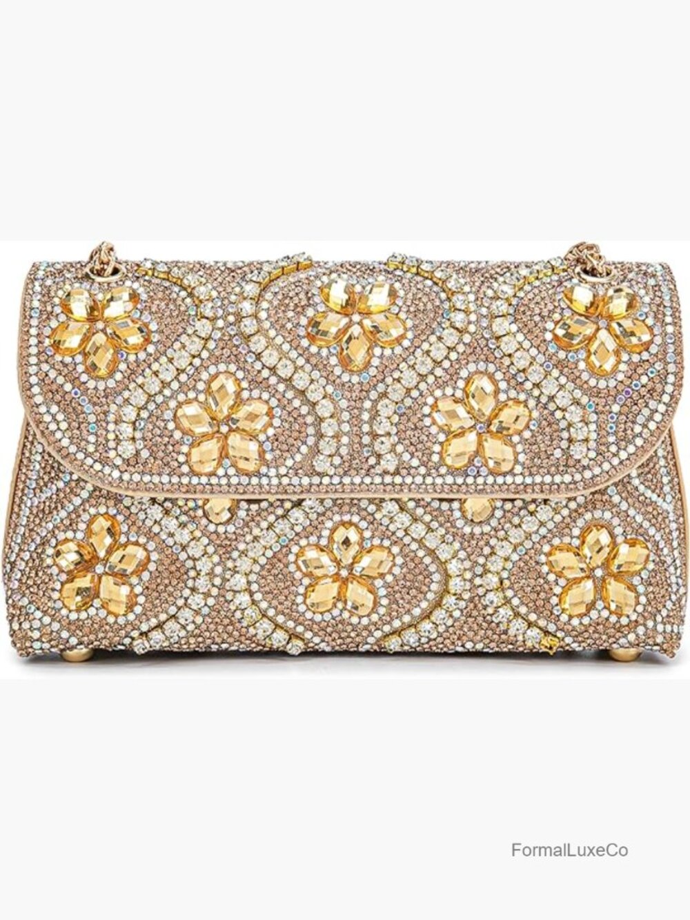 Square Chain Strap Rhinestone Clutch Evening Party Purse